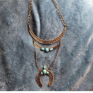 Gold squash necklace with turquoise